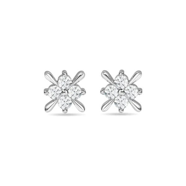Gold Floral Lab Diamond Stud Earrings - Image 2