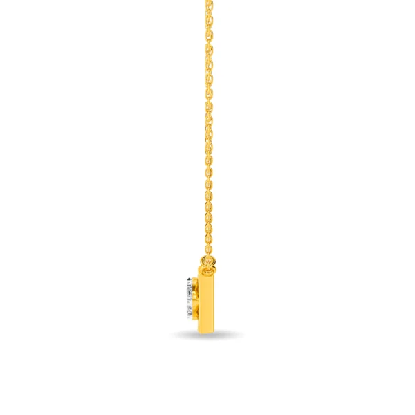 Gold Square Adorned with Lab Diamond Cluster Pendant - Image 4