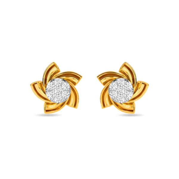 Gold Blossom Lab Diamond Cluster Earrings