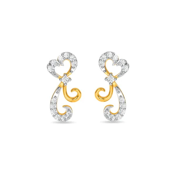 Gold Diamond Heart Swirl Elegance Earrings