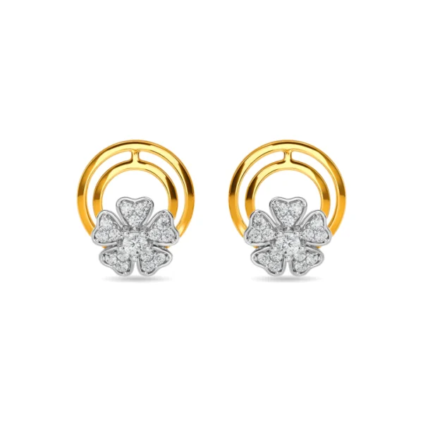 Gold Diamond Radiant Blossom Earrings