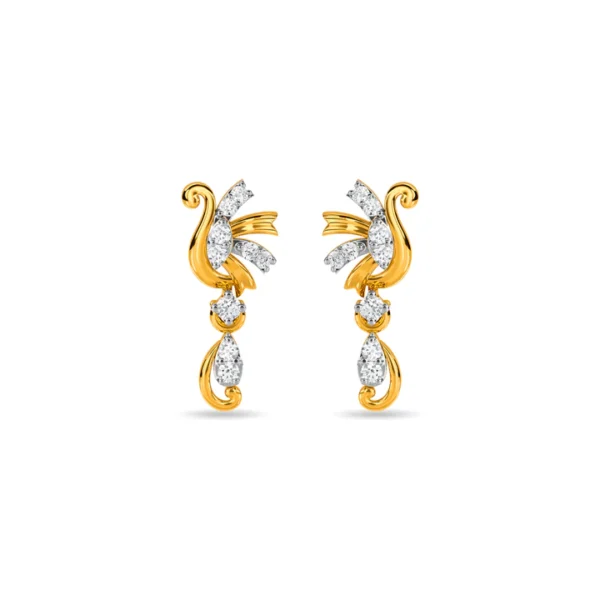 Gold Lab Diamond Swan Drop Earrings
