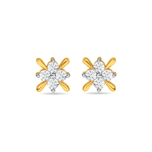Gold Floral Lab Diamond Stud Earrings