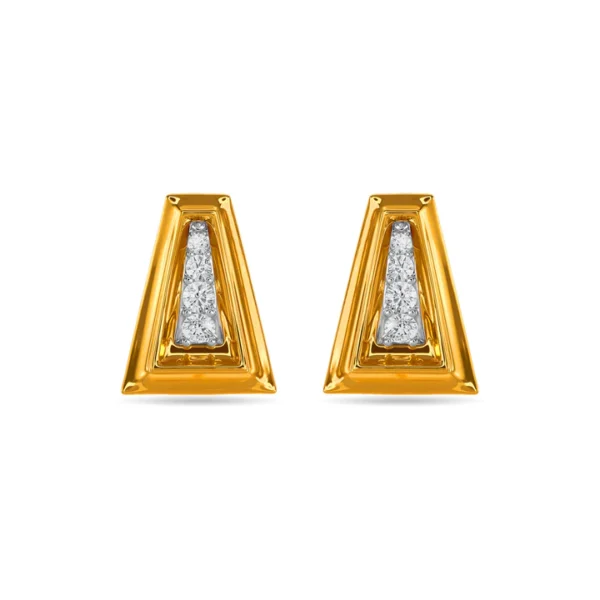 Golden Triangular Elegance with Diamond Earrings