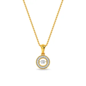 14KT Gold Classic Diamond Halo Pendant PE100