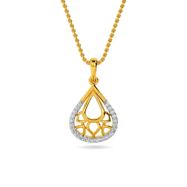 14KT Gold Lab Diamond Teardrop Pendant For Her