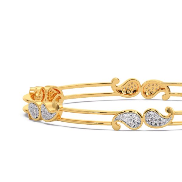 Gold Delicate Leaves Diamond Bangle - Image 5