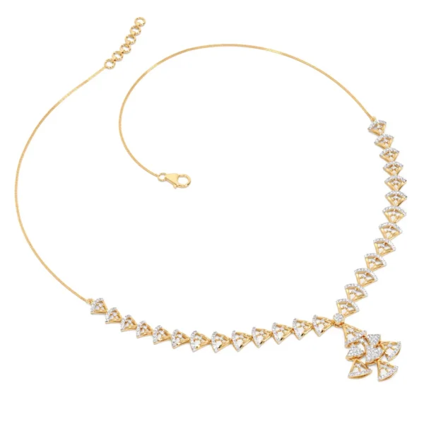 Triangular Shapes Elegance Lab Diamond Gold Necklace - Image 5