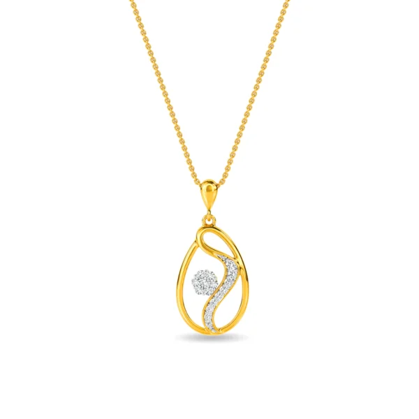 Buy Gold Oval Shape Swirls Lab Diamond Pendant