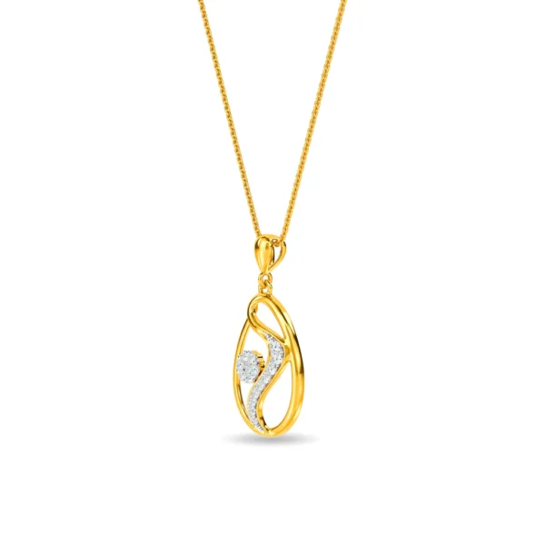 Buy Gold Oval Shape Swirls Lab Diamond Pendant - Image 4