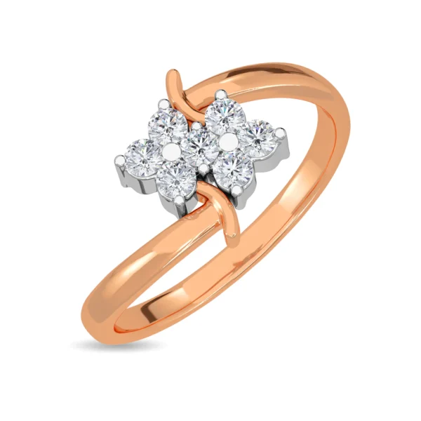 Contemporary Floral Brilliance Gold Diamond Ring - Image 6