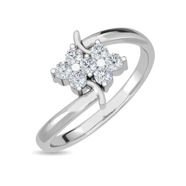 Contemporary Floral Brilliance Gold Diamond Ring - Image 5