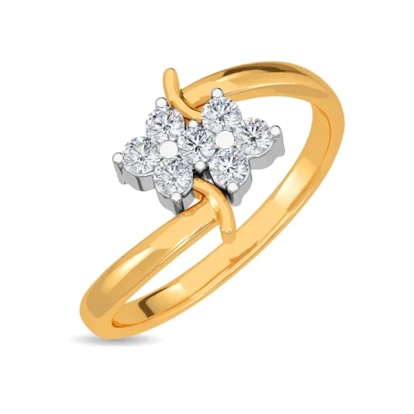 Contemporary Floral Brilliance Gold Diamond Ring
