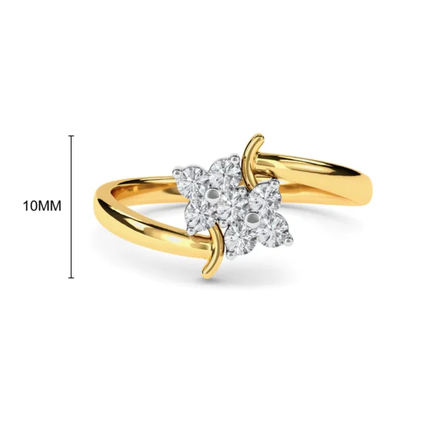 Contemporary Floral Brilliance Gold Diamond Ring - Image 4