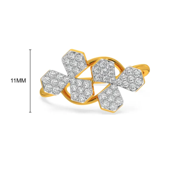 Crisscross Lab Diamond Clover Ring in Yellow Gold - Image 4