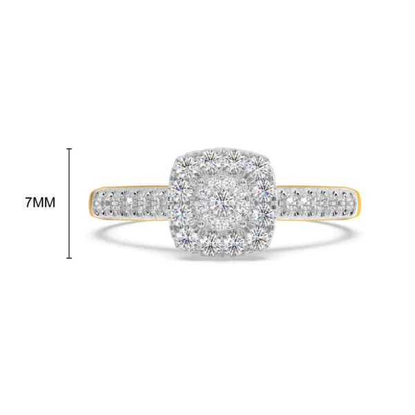 Cushion Halo Lab Diamond Cluster Gold Ring - Image 6