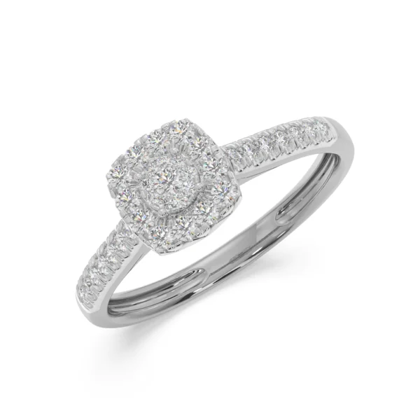 Cushion Halo Lab Diamond Cluster Gold Ring - Image 3