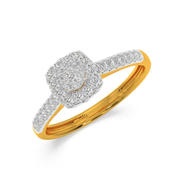 Cushion Halo Lab Diamond Cluster Gold Ring