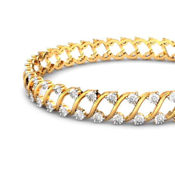 Dazzling Gold Diamonds Cluster Bangle - Image 5