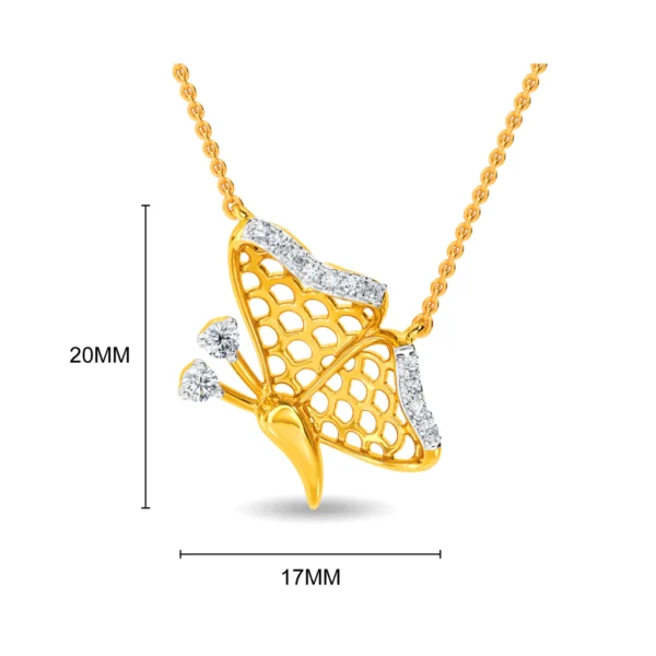 Delicate Butterfly Shape Gold Lab Diamond Pendant - Image 2