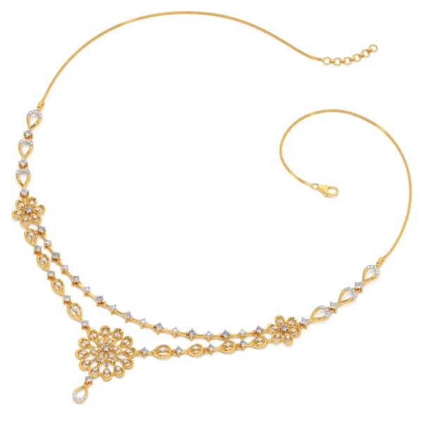 Delicate Lab Diamond Flower Cluster Statement Necklace - Image 3