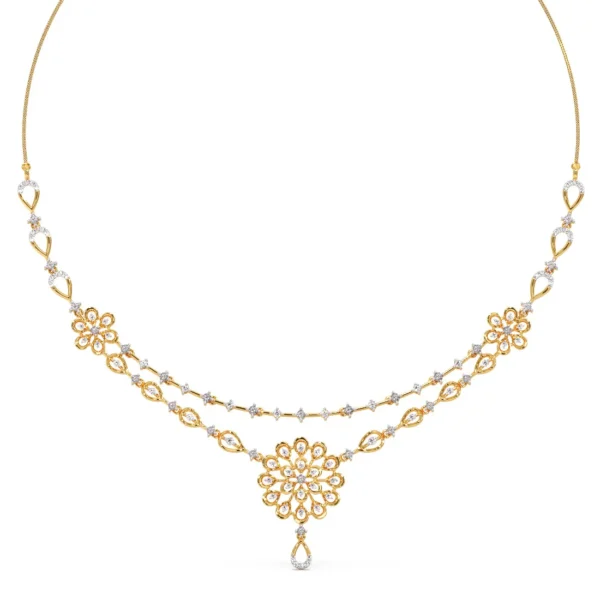 Delicate Lab Diamond Flower Cluster Statement Necklace - Image 2