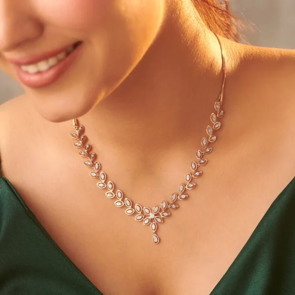 Rose Gold Delicate Diamond Flower Necklace