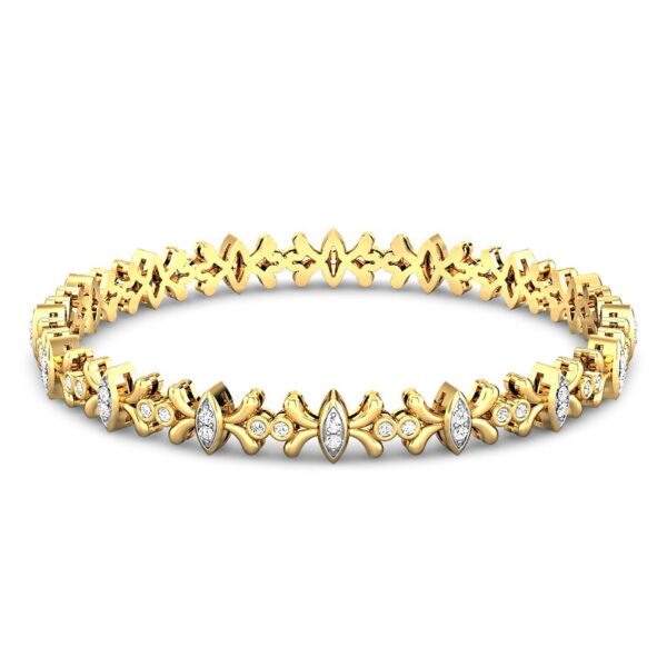 Delicate Floral Gold Diamond Bangle - Image 4