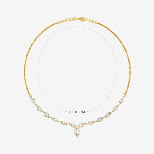 Delicate Gold Floral Design Lab Diamond Necklace - Image 3