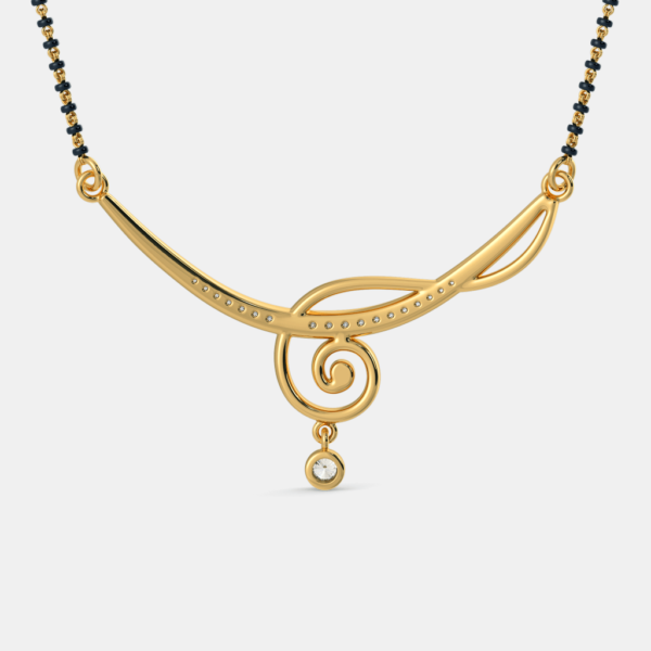 Swirling Diamond-Embellished Gold Mangalsutra Pendant - Image 5