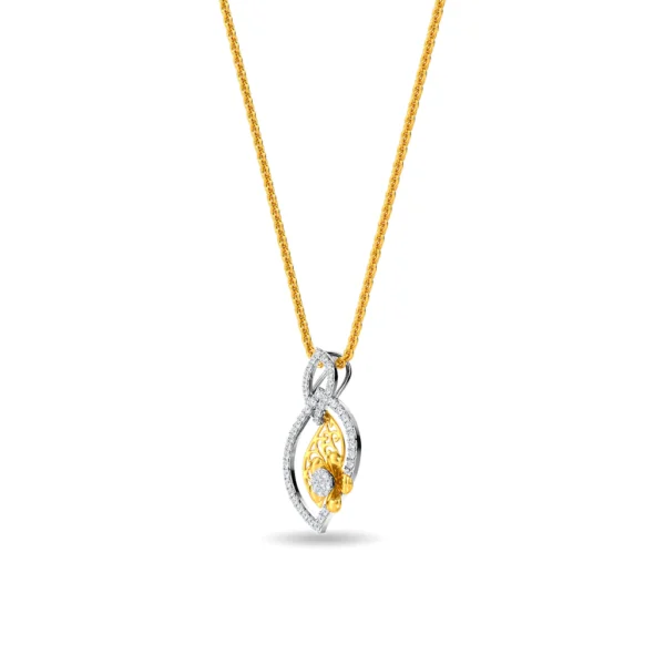 Gold Lab Diamond Floral Leafy Harmony Pendant - Image 4