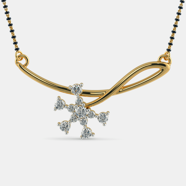 Diamond Floral Motif Bloom Gold Mangalsutra Pendant