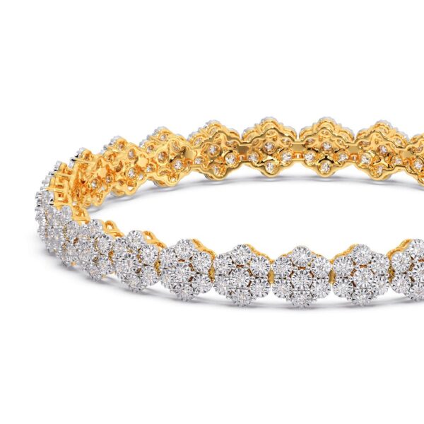 Real Diamond Floral Pattern Gold Bangle - Image 5