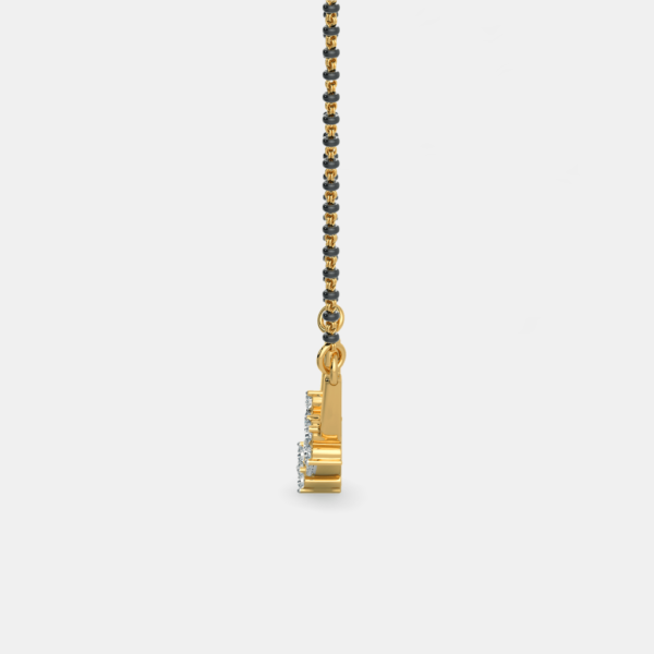 Diamond Star Shape on Golden Bar Mangalsutra Pendant - Image 5