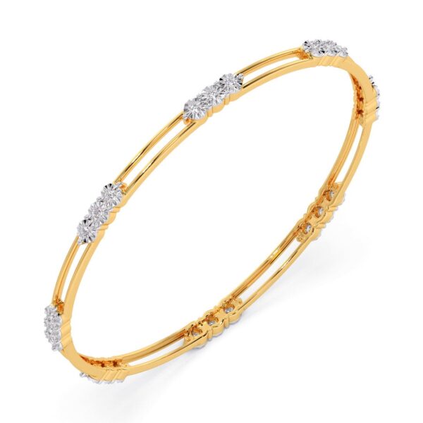 Elegant Gold Diamond Cluster Bangle - Image 3