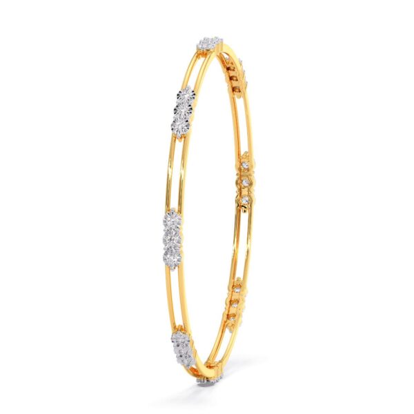 Elegant Gold Diamond Cluster Bangle - Image 2