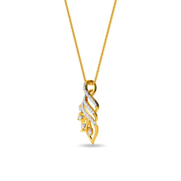 Gold Lab Diamond Elegant Leafy Motif Pendant for Her - Image 4
