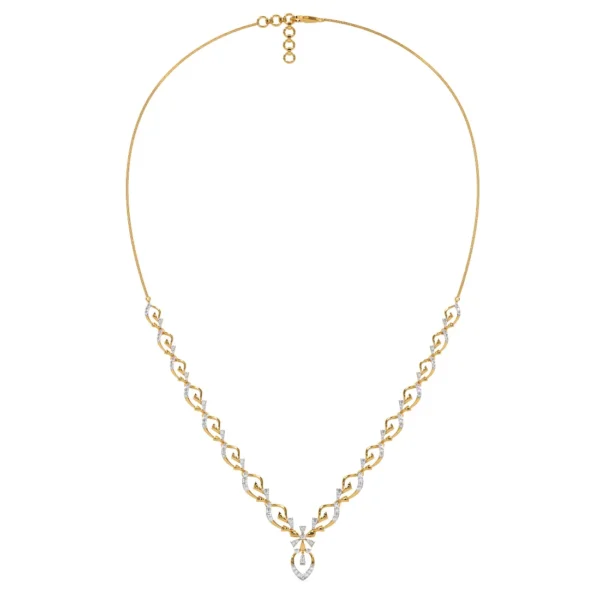 Elegant Teardrop Lab Diamond Gold Link Necklace - Image 5