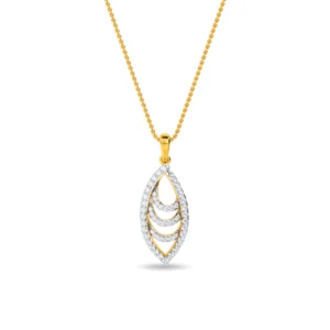Gold Elegant Wave Marquise Lab Diamond Pendant