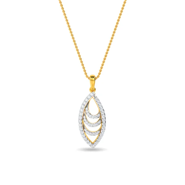 Gold Elegant Wave Marquise Lab Diamond Pendant
