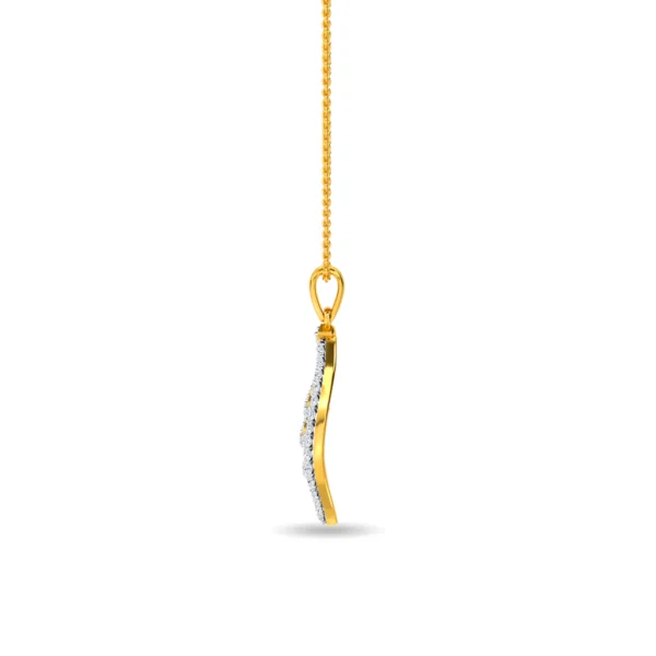 Gold Elegant Wave Marquise Lab Diamond Pendant - Image 2