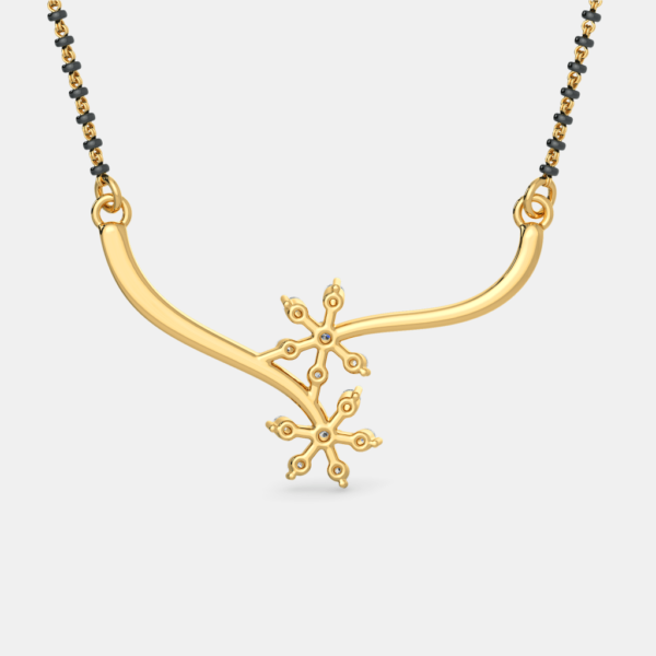 Gold Diamond Floral Mangalsutra Pendant - Image 5