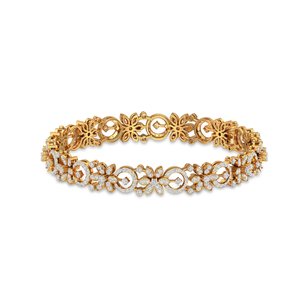 Floral Ring Yellow Gold Diamond Bangle