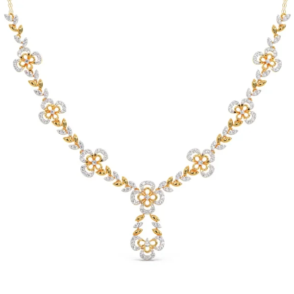 Buy Gold Lab Diamond Necklace Flower Design - Image 4