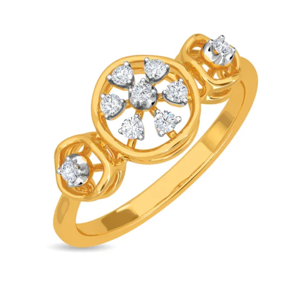 Flower Petals Gold Lab Diamond Ring