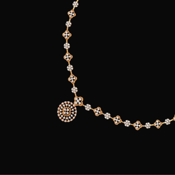 Gold Blossom Cluster Diamond Necklace - Image 3