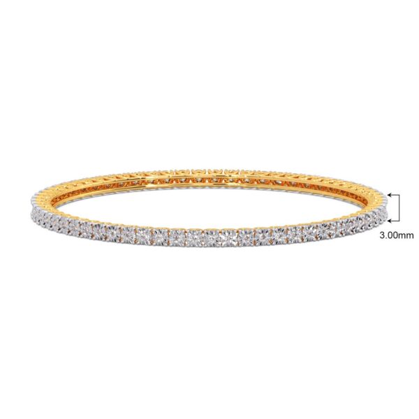 Gold Classic Single Line Diamond Bangle - Image 3