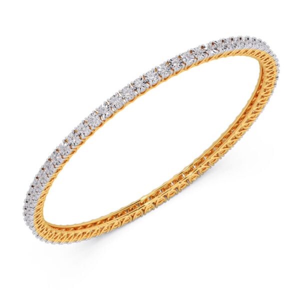 Gold Classic Single Line Diamond Bangle - Image 4