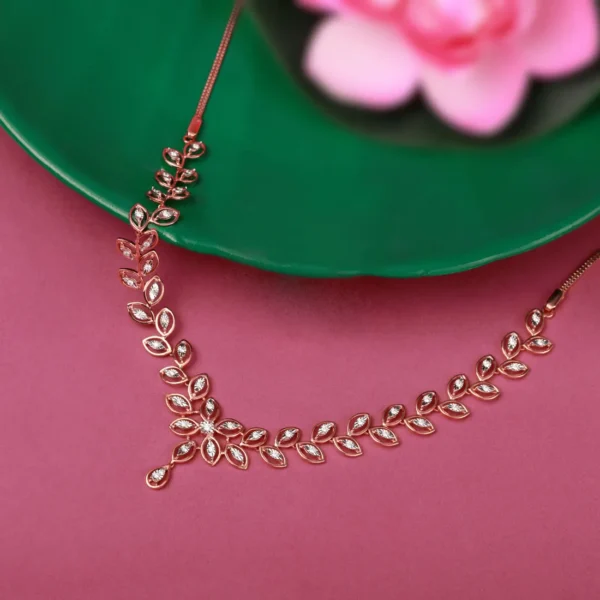 Rose Gold Delicate Diamond Flower Necklace - Image 2