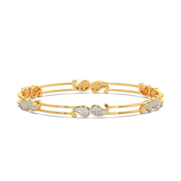 Gold Delicate Leaves Diamond Bangle